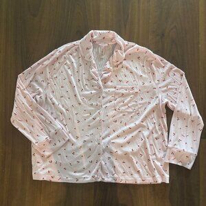 SKIMS Pink Cherry Print Pajama Top - Size 2X